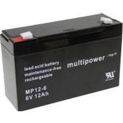 Multipower PB-6-12-6,35 Blybatteri 6 V 12 A. [Levering: 1-2 dage.]